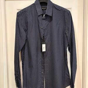 Authentic Giorgio Armani Button Down Shirt (Patterned Blue) Size 40